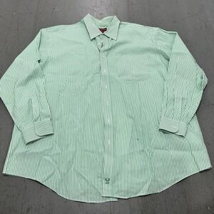 Rochester Mens Egyptian Cotton Long Sleeve Dress‎ Shirt XXL Green/ White Stripes